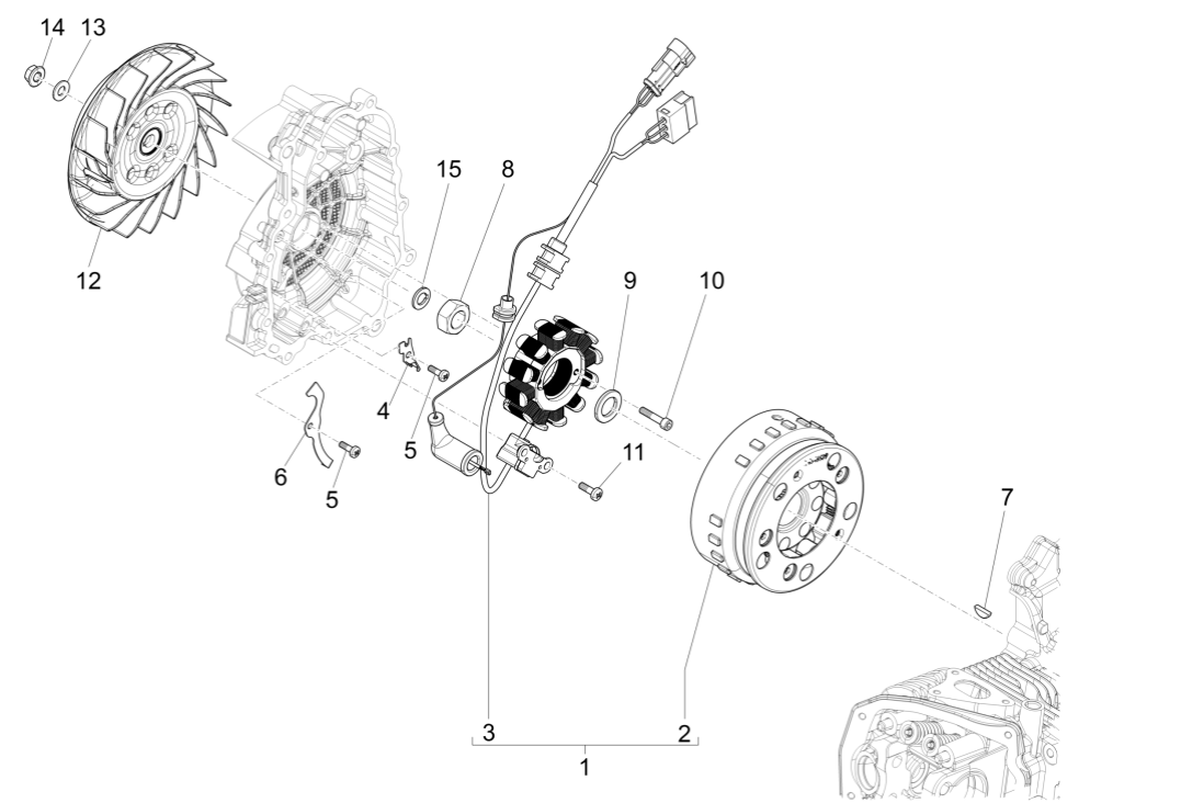 Ontsteking - Stator - Vliegwiel Vespa Sprint 150 3V IE ABS Euro 3 2015