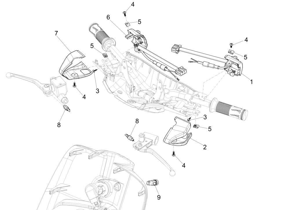 Schakelaars - Drukknoppen Vespa Sprint 150 3V IE ABS Euro 3 2015
