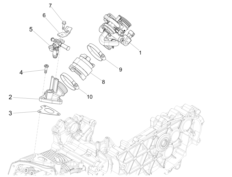 Gasklephuis - Injector - Inlaatspruitstuk Vespa Sprint 150 3V IE ABS Euro 3 2015
