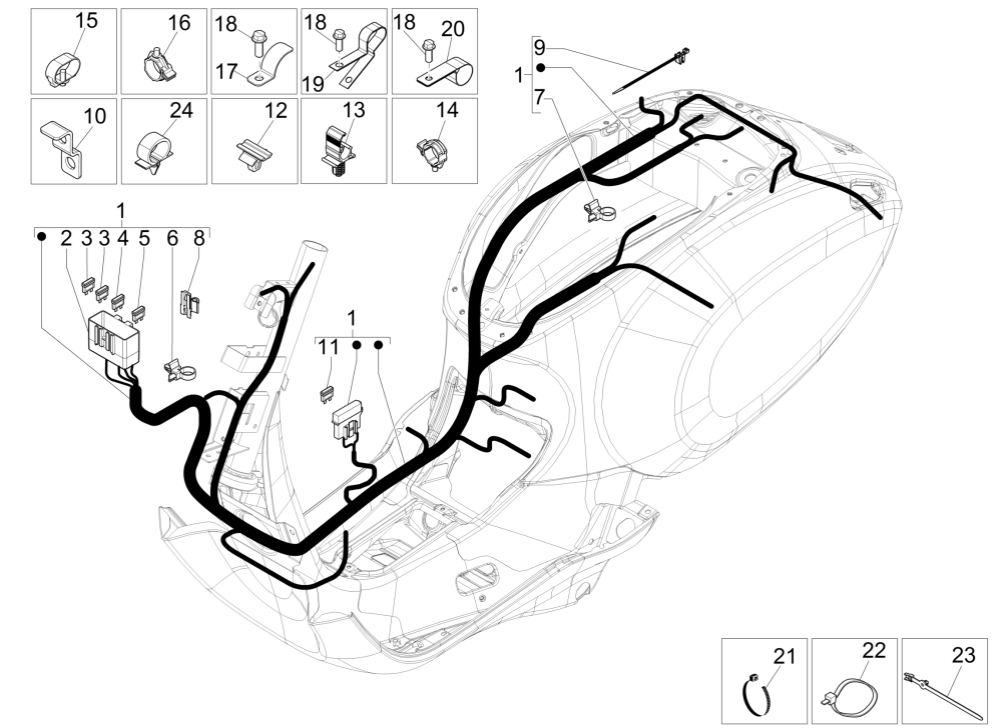 Kabelboom Vespa Sprint 150 3V IE ABS Euro 3 2015