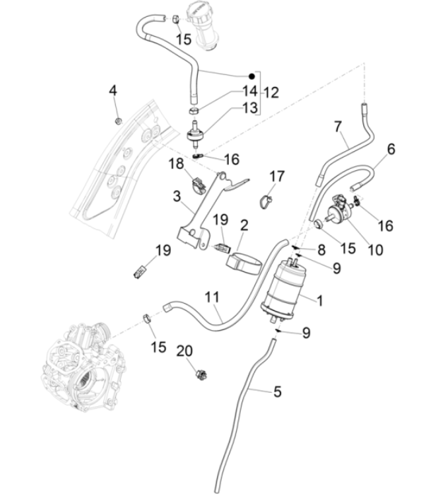 Anti-percolatiesysteem Vespa GTS 300 Super HPE 4V IE ABS Euro 5 2020-2022