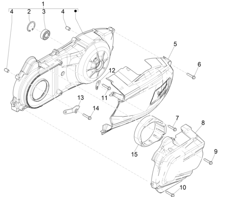 Carterdeksel Vespa GTS 300 Super HPE 4V IE ABS Euro 5 2020-2022