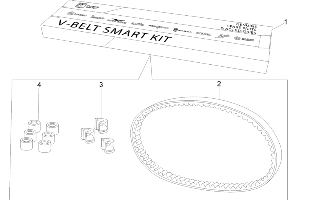 Kit v-snaar - Variateurrollen Vespa GTS 300 Super HPE 4V IE ABS Euro 5 2020-2022