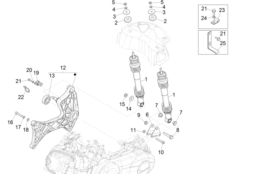 Schokbreker Vespa GTS 300 Super HPE 4V IE ABS Euro 5 2020-2022