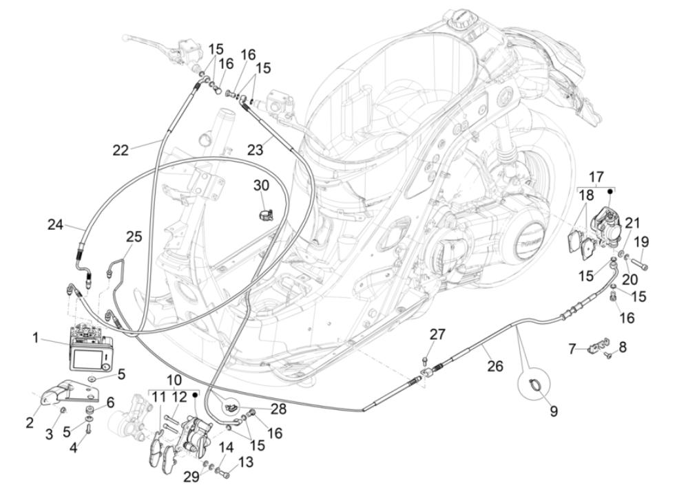 Remledingen - Remzadel Vespa GTS 300 Super HPE 4V IE ABS Euro 5 2020-2022