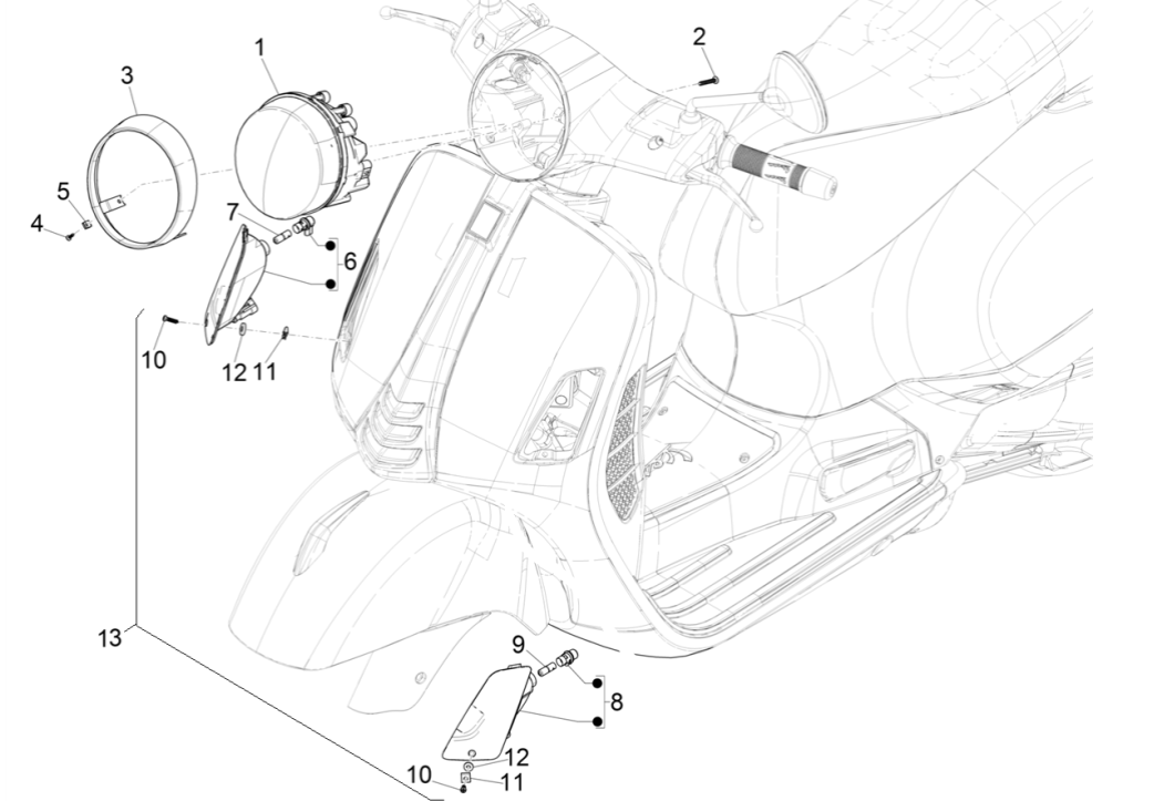 Koplamp - Knipperlichten voorzijde Vespa GTS 300 Super HPE 4V IE ABS Euro 5 2020-2022