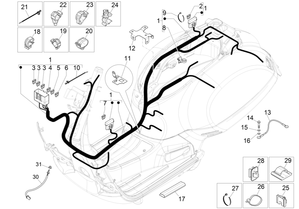 Kabelboom Vespa GTS 300 Super HPE 4V IE ABS Euro 5 2020-2022
