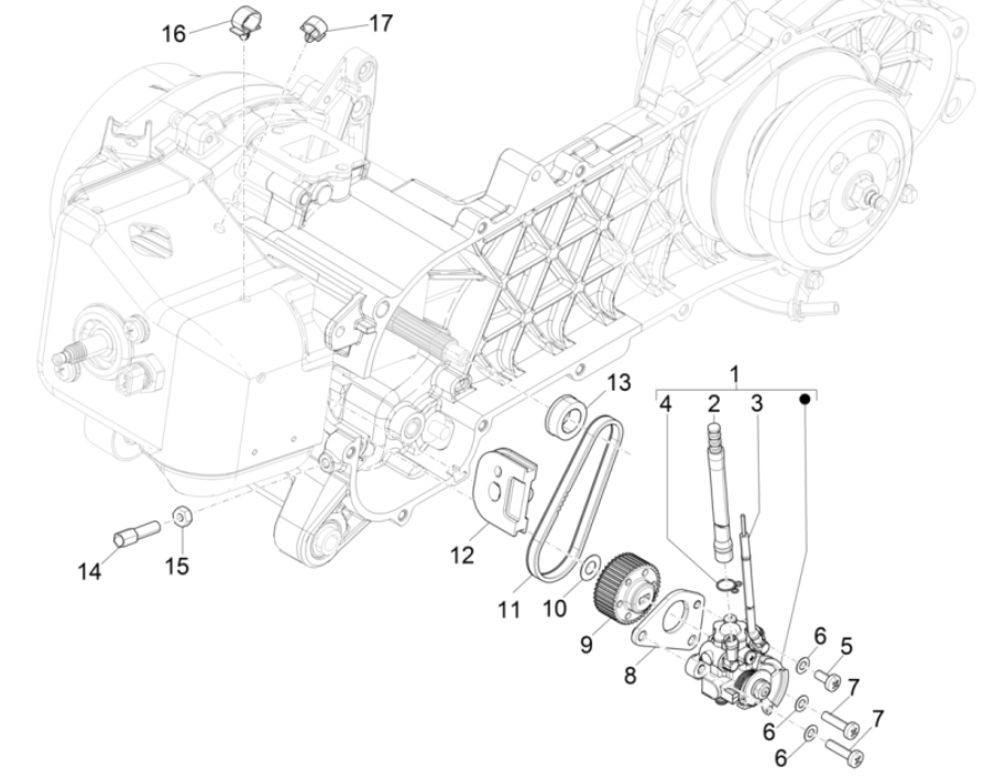 Oliepomp Piaggio Typhoon 50 2-takt Euro 4 2018-2020