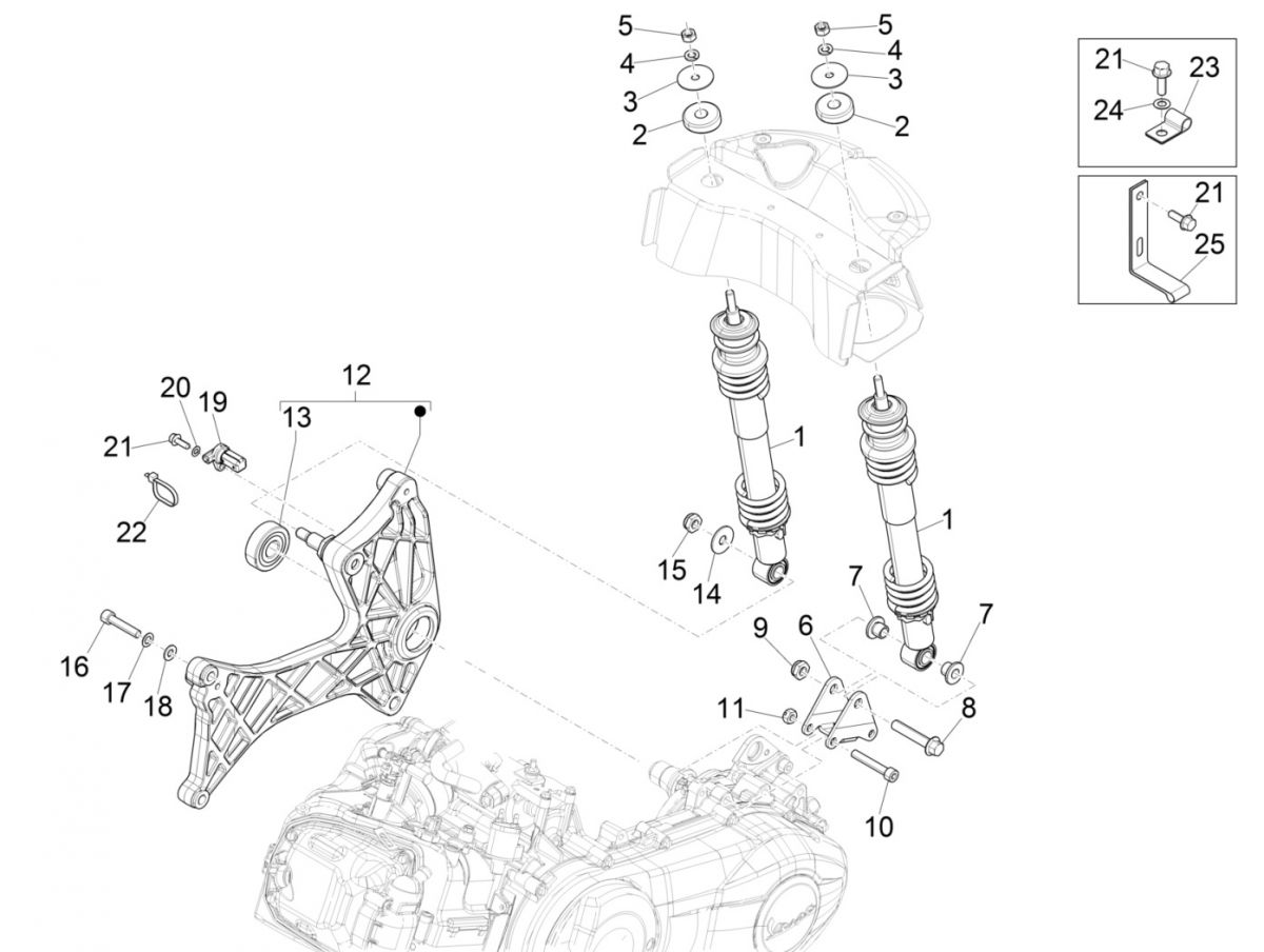 Schokbreker Vespa GTS 300 HPE 4V IE ABS Euro 4 2019