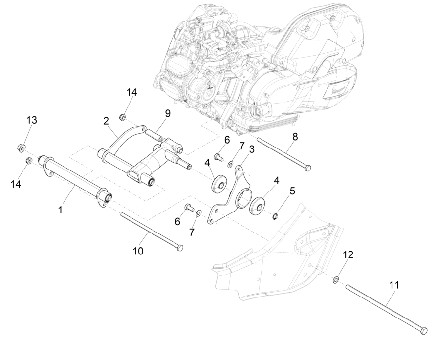Motorophanging Vespa GTS 125 IE ABS Euro 4 2019