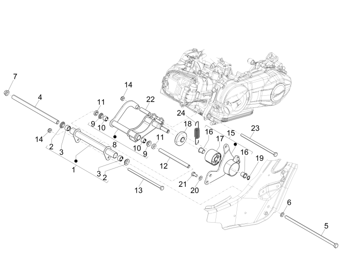 Motorophanging Vespa GTS 300 ie 2008-2016 (met en zonder ABS)