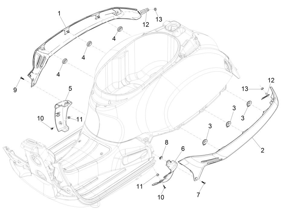 Motorschermen - Zijskirts Vespa GTS 125 IE ABS Euro 4 2016-2018