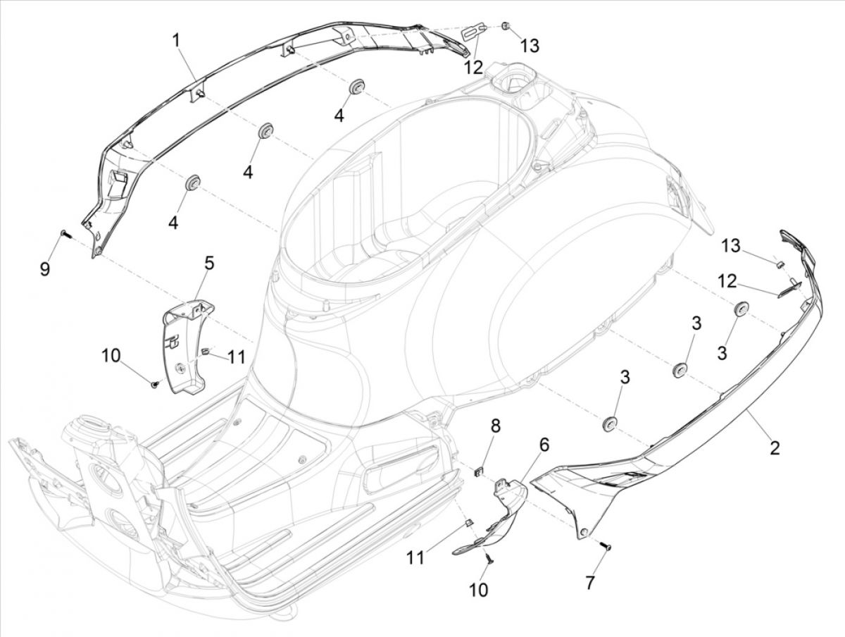 Motorschermen - Zijskirts Vespa GTS 300 HPE 4V IE ABS Euro 4 2019