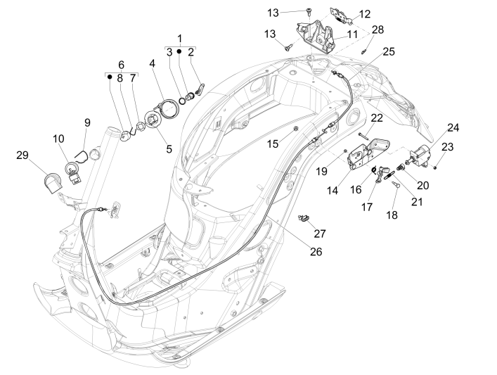 Cotactslot Vespa GTS 300 ie 2008-2016 (met en zonder ABS)