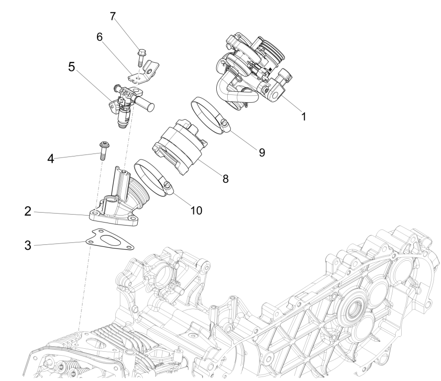 Gasklephuis - Injector - Inlaatspruitstuk Vespa Sprint 125 3V IE ABS