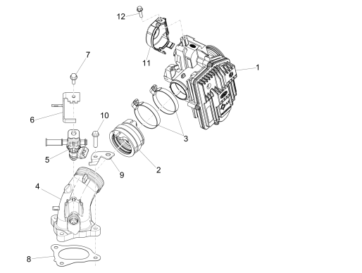 Gasklephuis - Injector - Inlaatspruitstuk MP3 500 LT Sport 2014-2016