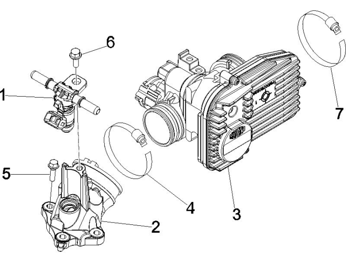 Gasklephuis - Injector - Inlaatspruitstuk Vespa GTS 250 ie 2005-2009 ABS