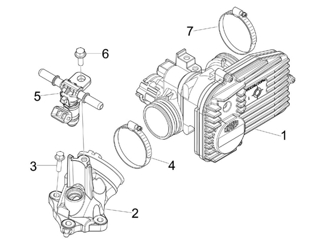Gasklephuis - Injector - Inlaatspruitstuk Piaggio MP3 300 ie LT Business - Sport (met en zonder ABS) 2016-2018