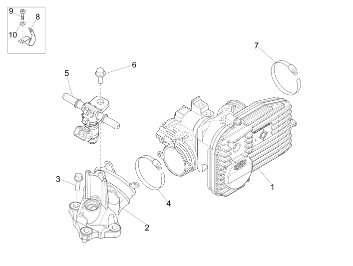 Gasklephuis - Injector - Inlaatspruitstuk Vespa GTS 300 ie 2008-2016 (met en zonder ABS)
