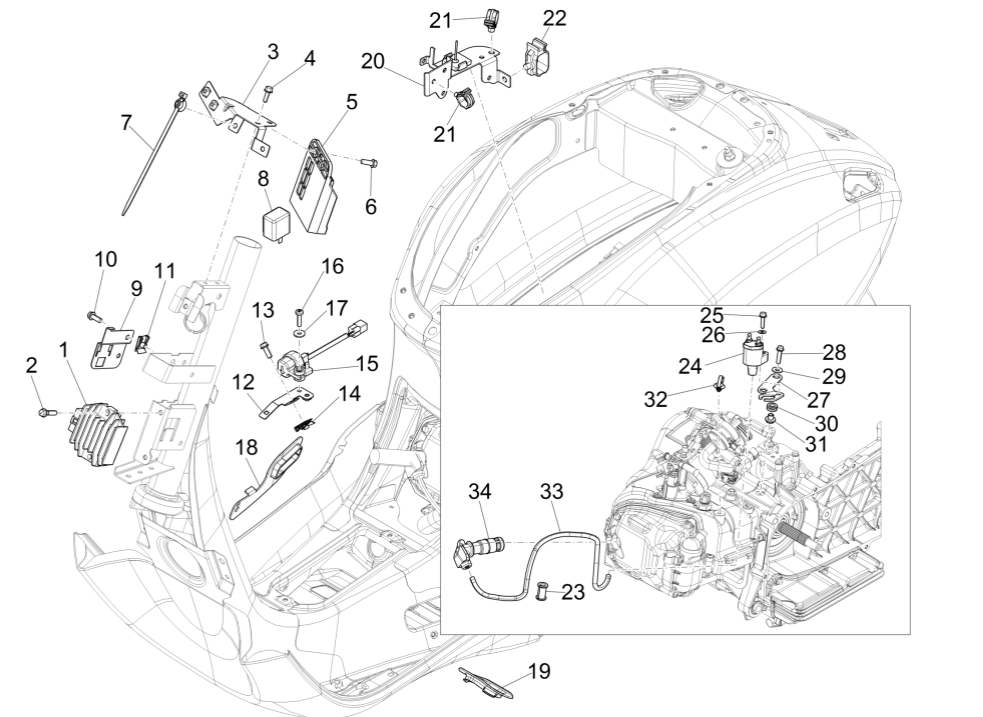 Spanningsregelaar - Bobine - Elektronische delen Vespa Sprint 150 3V IE ABS Euro 3 2015