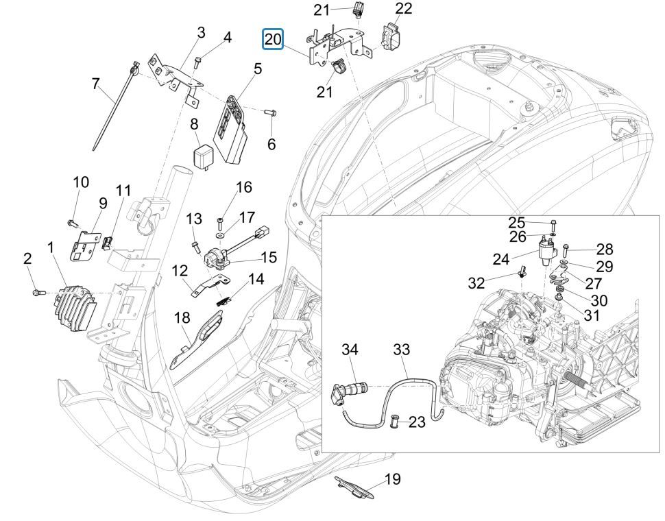 Spanningsregelaar - Bobine - Elektronische delen Vespa Primavera 125 3V IE ABS