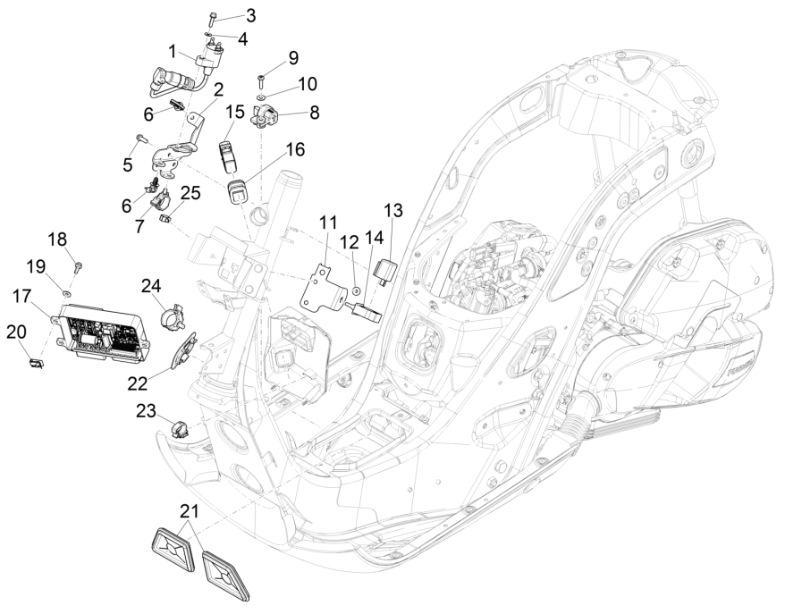 Spanningsregelaar - Bobine - Elektronische delen Vespa GTS 125 IE ABS Euro 4 2019