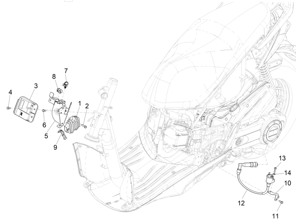 Spanningsregelaar - Bobine - ECU Piaggio Liberty 50 4-takt AC IGET 3V Euro 5