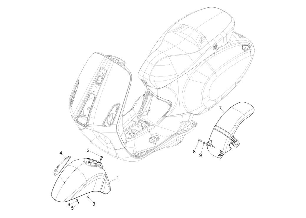 Voorspatbord Vespa Primavera 50 4-takt IGET 3V Euro 5