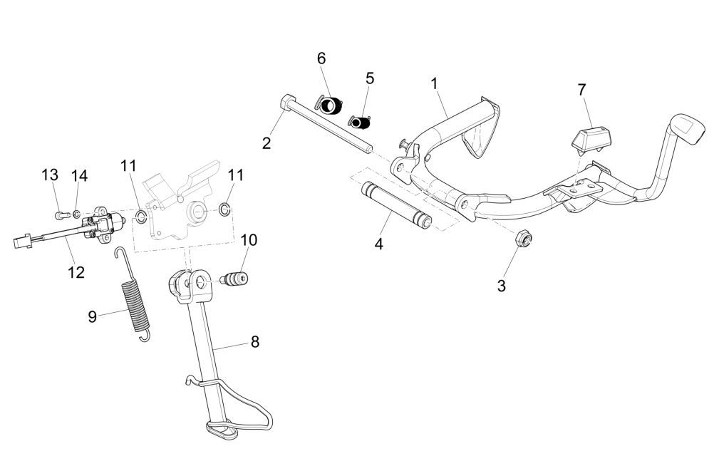 Middenstandaard Piaggio Medley 125 ABS Euro 5 2021-2022