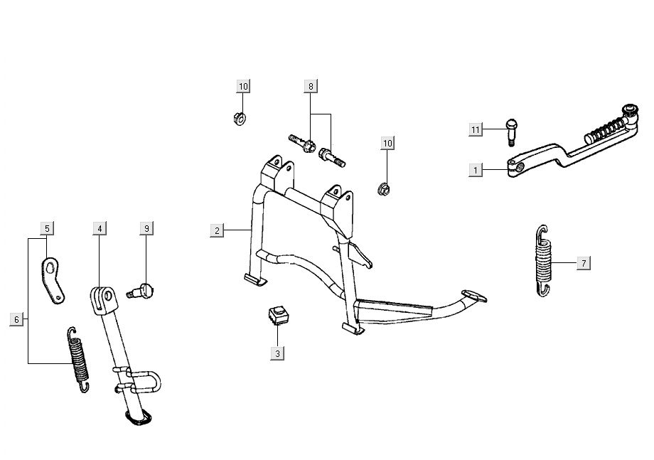 Middenstandaard - Zijstandaard - Kickstartpedaal Kymco Super8 Street 50 4-takt rood