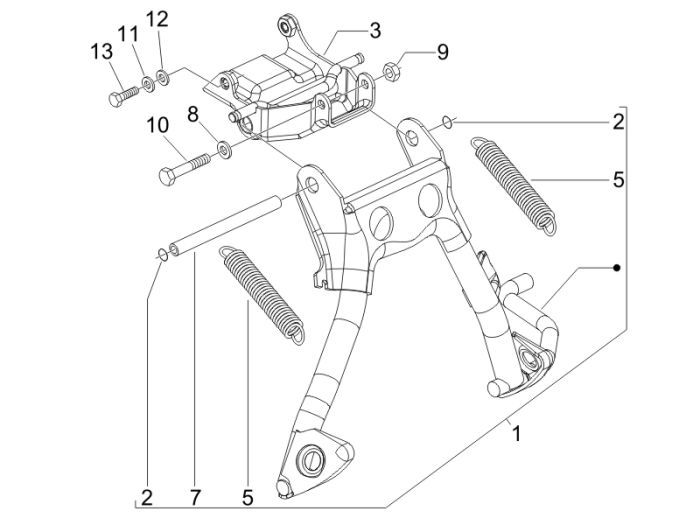 Frame - Middenstandaard Piaggio Fly 50 2-takt AC