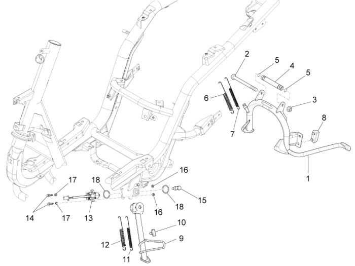 Frame - Middenstandaard Piaggio New Fly 4-takt 2V