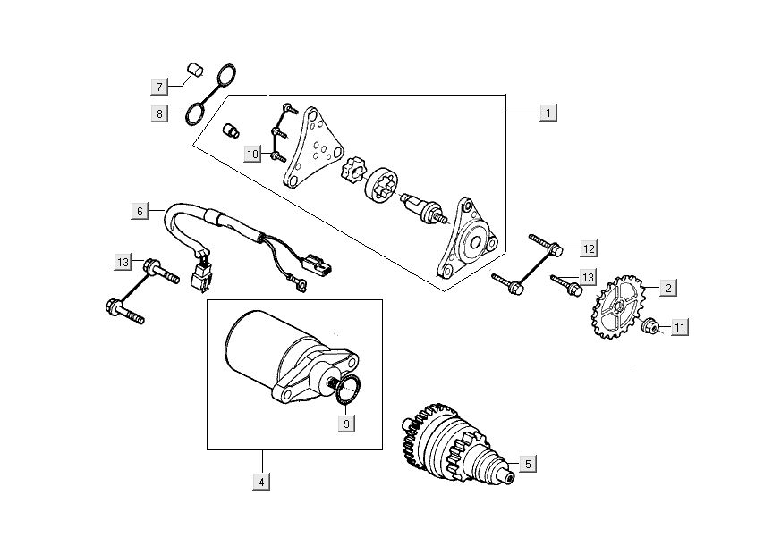 Startmotor - Oliepomp - Bendix Kymco People S 50 4-takt wit