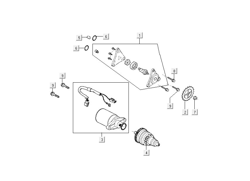 Startmotor - Oliepomp - Bendix Kymco Like TT 4-takt zwart glans 2015