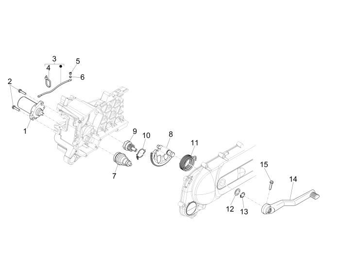 Startmotor - Kickstarteras -Kickstartpedaal - Bendix Vespa Sprint 50 2-takt AC