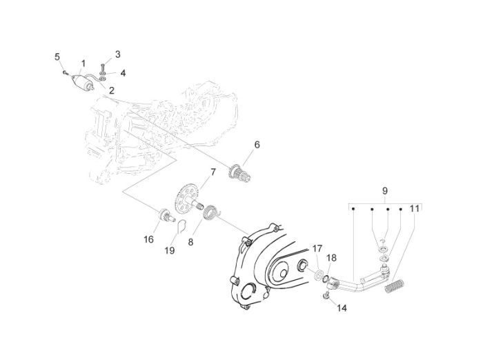 Startmotor - Bendix - Kickstarteras - Kickstartpedaal Piaggio Zip 2000 2-takt AC