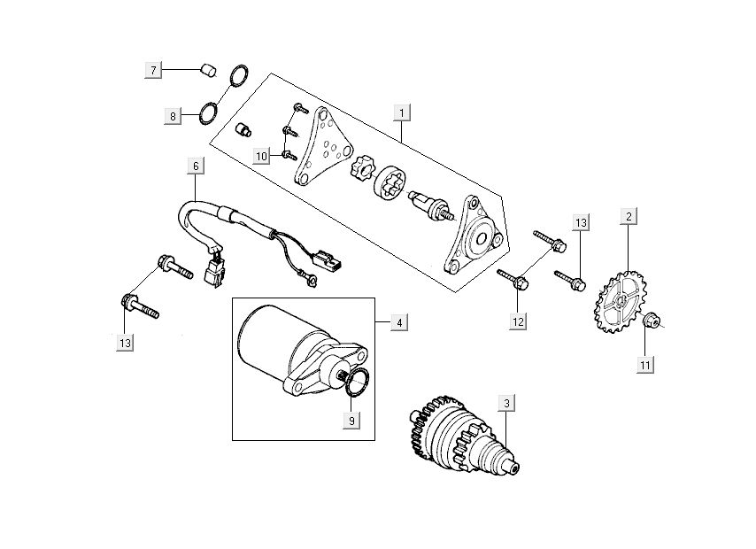 Startmotor - Bendix Kymco New Dink 4-takt goud