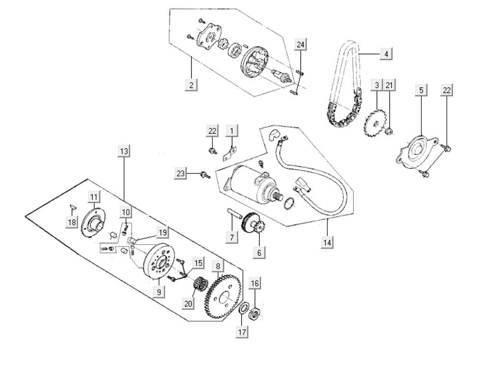 Startmotor - Oliepomp Kymco Like 125