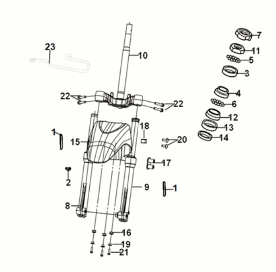 Steering stem - front cushion Sym Symphony ST 50 E5 Black (BK-7C)