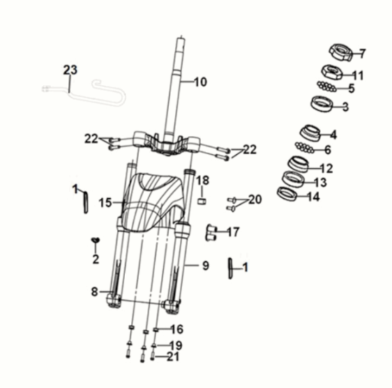 Steering stem - front cushion Sym Symphony ST 50 E5 Gray (GY-430C)