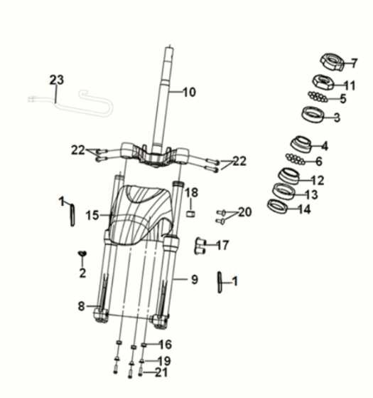 Steering stem - front cushion Sym Symphony ST 50 E5 Gray/ Red (GY-010U) (Red seat)