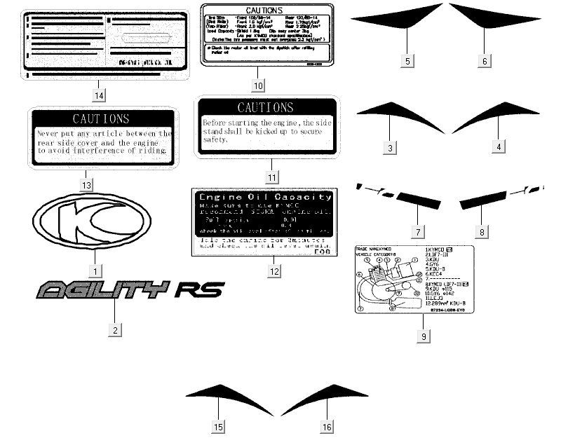 Emblemen - Stickers - Logo Kymco Agility RS 4-takt zwart 09