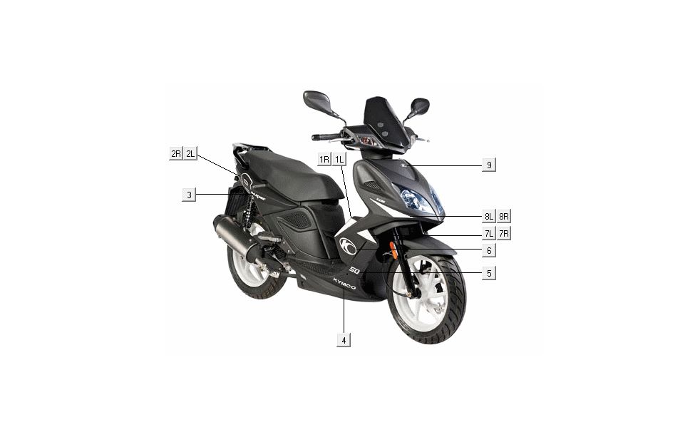 Emblemen - Stickers - Logo Kymco Super8 50 4-takt 2009→ wit