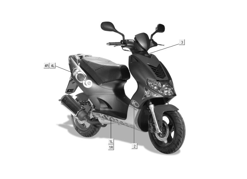 Emblemen - Stickers - Logo Kymco Super9 2-takt nieuw model zilver