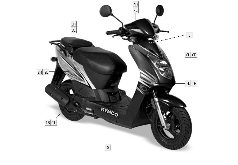 Emblemen - Stickers - Logo 1 Kymco Agility 10' 4-takt Sporty blauw