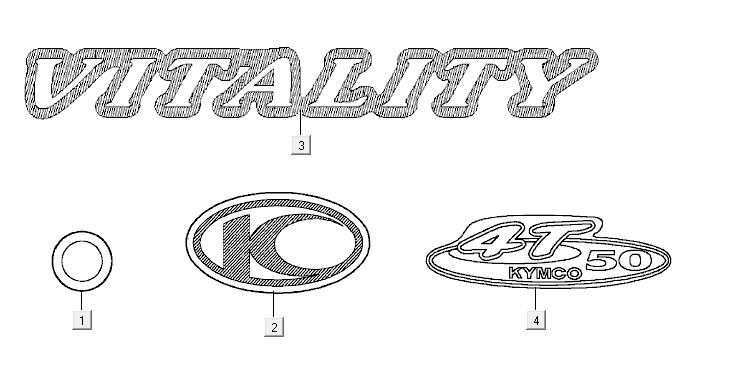 Emblemen - Stickers - Logo 1 Kymco Vitality 50 4-takt AC diamond-zwart
