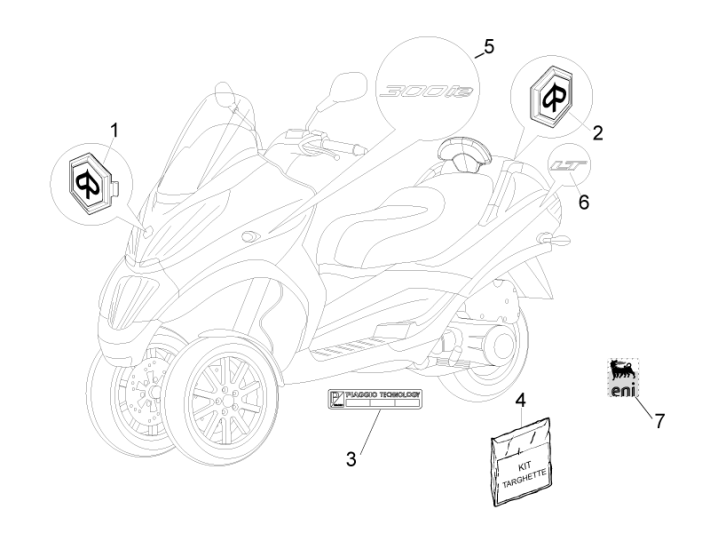 Emblemen - Stickers - Logo Piaggio MP3 300 LT Sport 2009-2014 sterwit 595