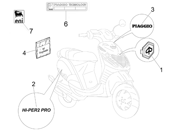 Emblemen - Stickers - Logo Piaggio Zip 50 SP 2-takt LC 2006-2013 maanwit 544