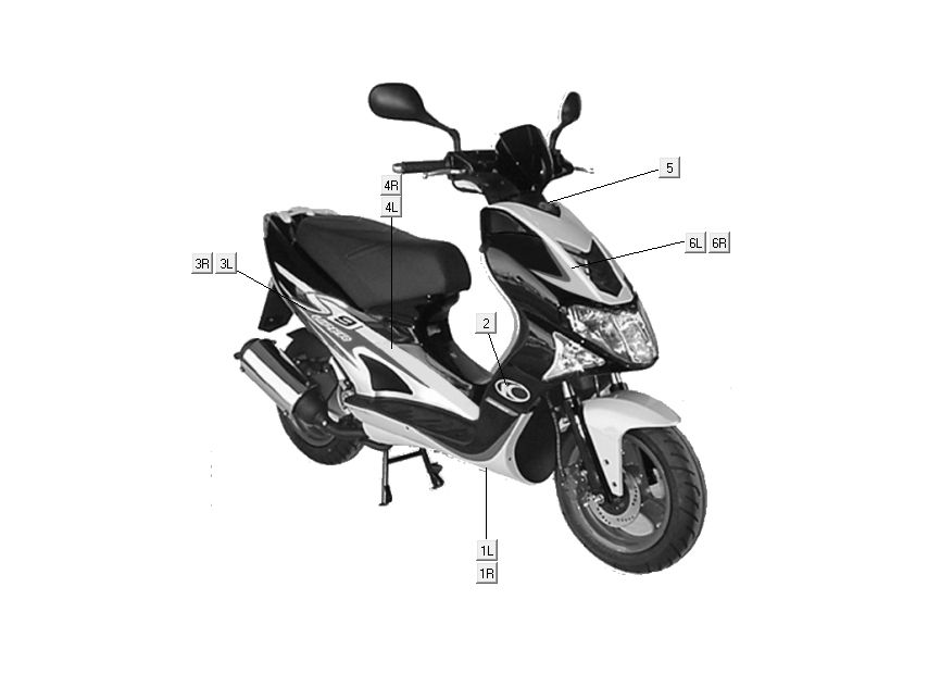 Emblemen - Stickers - Logo Kymco Super9 50 2-takt AC oud model matzwart rood