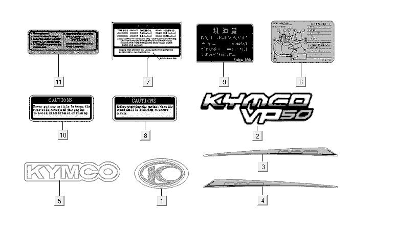 Emblemen - Stickers - Logo Kymco VP50 4-takt ACdiamond white